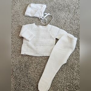 White Knit Baby Outfit Set 6m